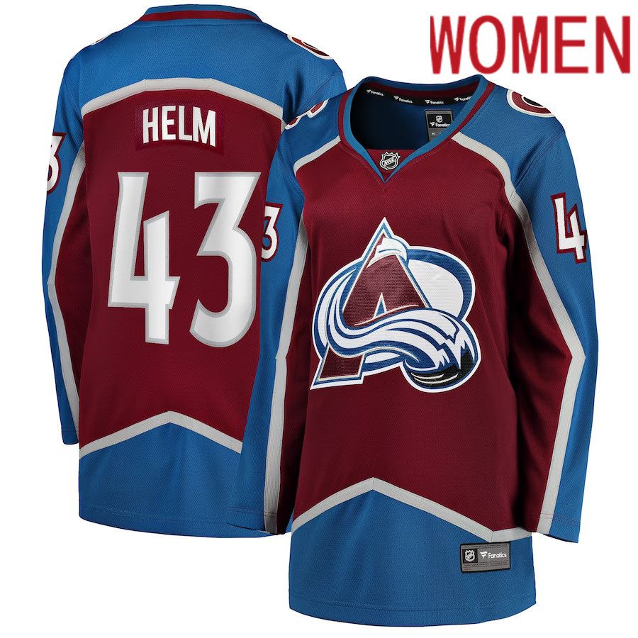 Women Colorado Avalanche #43 Darren Helm Fanatics Branded Burgundy Home Breakaway Player NHL Jersey->women nhl jersey->Women Jersey
